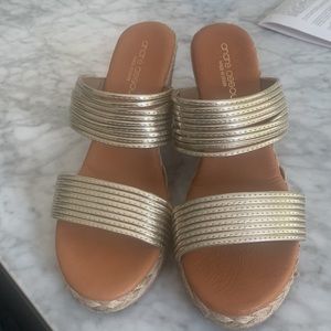 Andre Assous Gold strap 3” wedge sandal